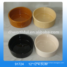 Custom cheap ceramic pet bowls in pure colour with logo